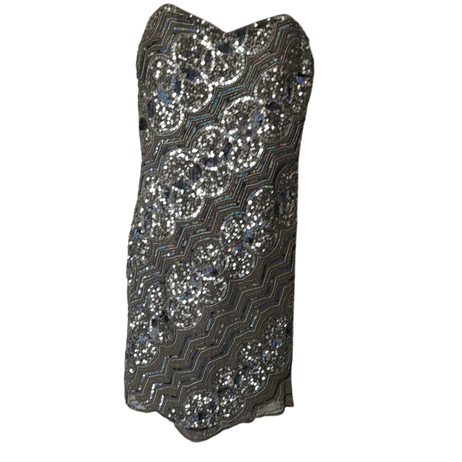 Scala Gray Strapless Sheath Cocktail Dress